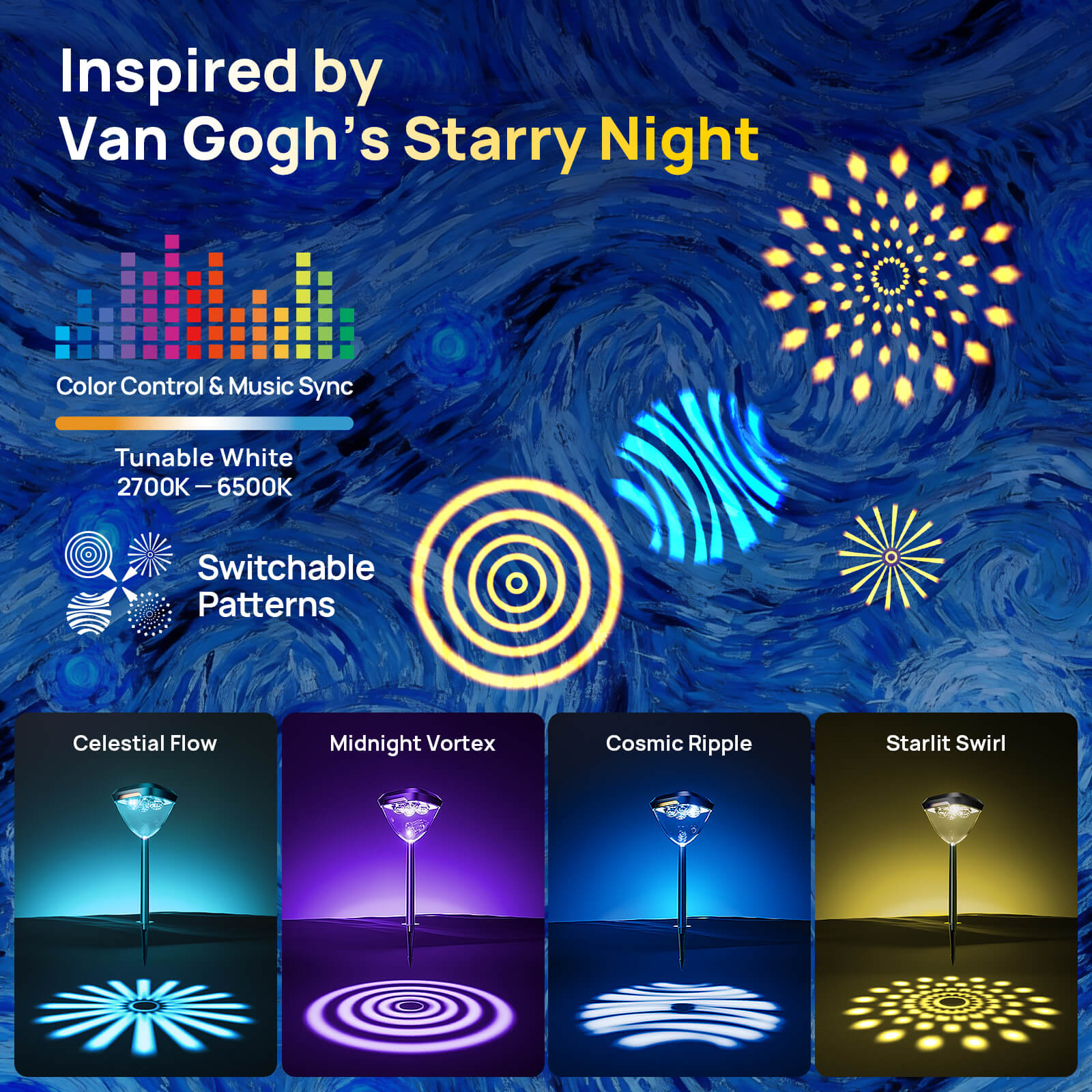 Linkind SP6 Smart Solar Pathway Lights,Engineered for Long-Term Outdoor Performance(5 Built-in Light Patterns, App&Voice Control, 16 Million Color, IP67 Waterproof)