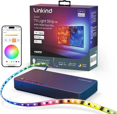 إضاءة خلفية للتلفزيون الذكي Linkind ET6 مع صندوق المزامنة HDMI 2.0