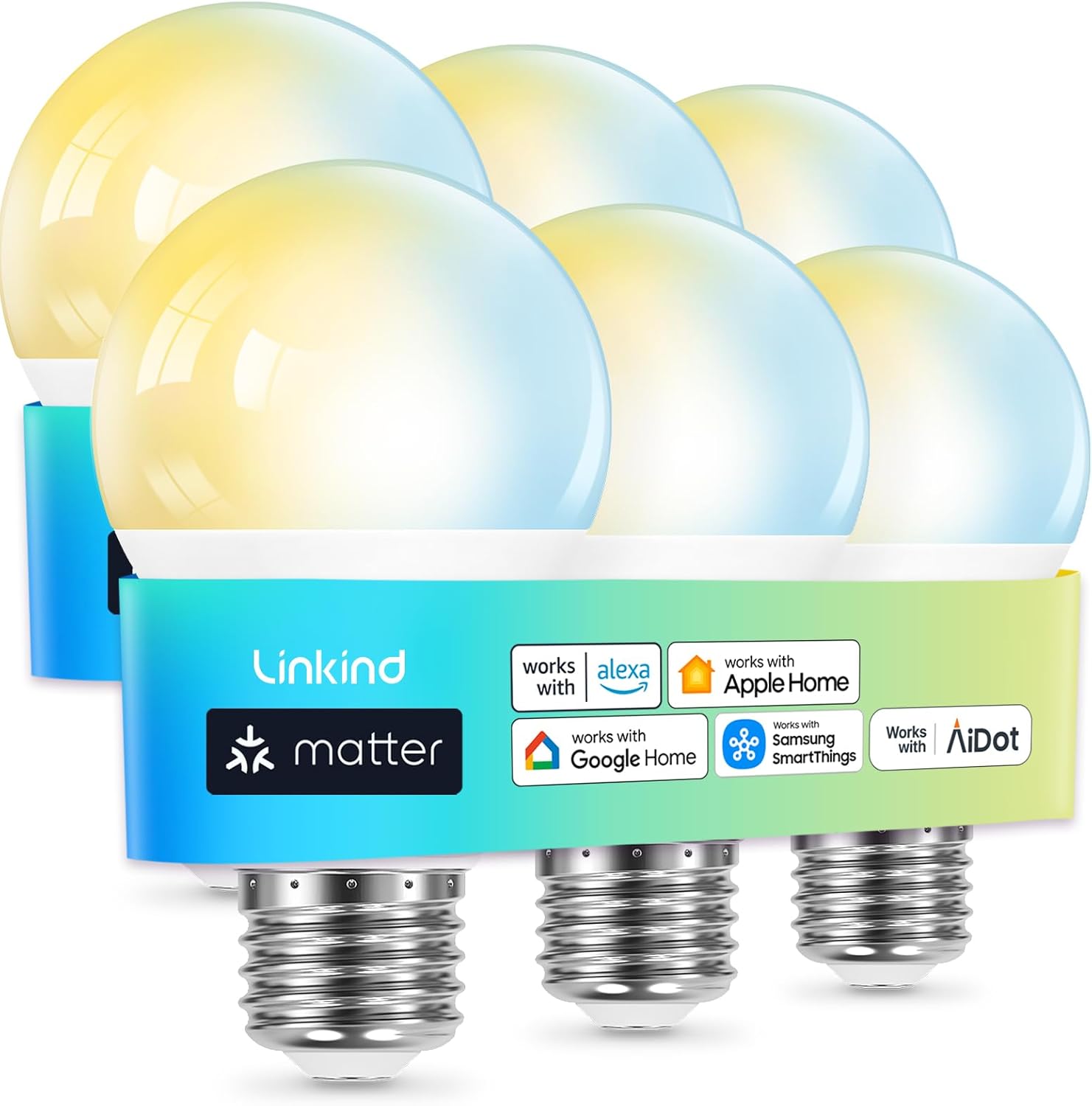 Linkind Matter Smart RGBTW Light Bulbs A19 -（800lm/1100lm）