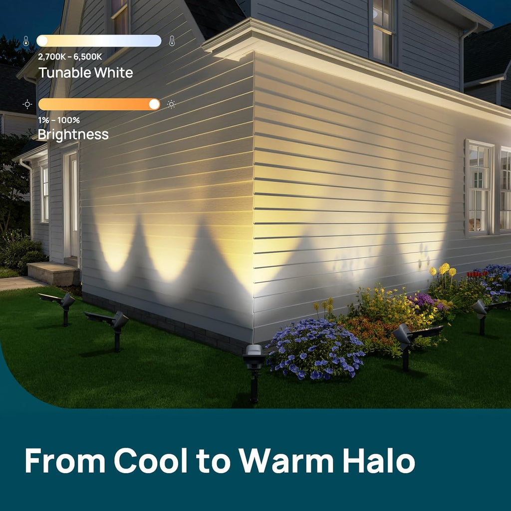 Linkind Smart Solar Spotlights SL6C with Dual-Ring Lighting(App&Voice Control, 16 Million Color, IP66 Waterproof)
