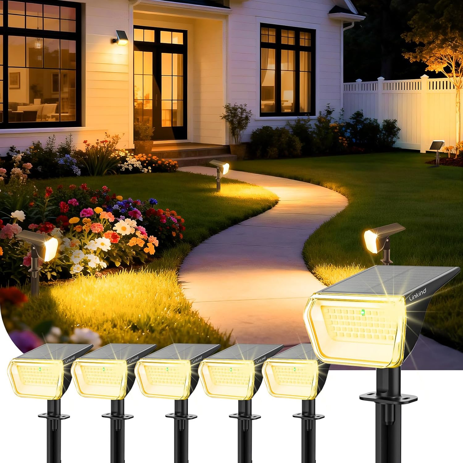 Linkind SP004 Outdoor Solar Spotlights (800lm, 60LEDs, 110° Beam angle, IP67 Waterproof)