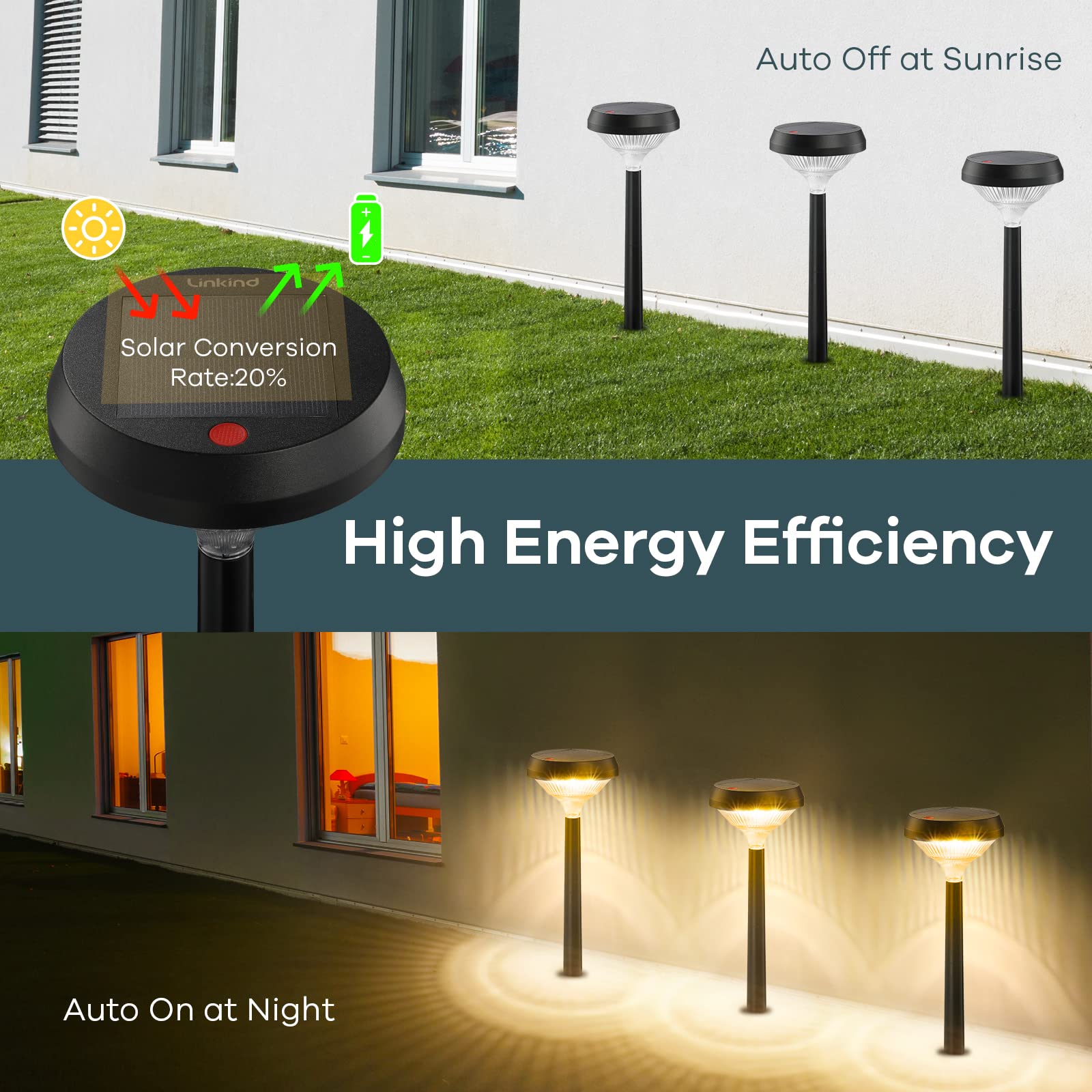 Linkind SP3 Solar Pathway Lights (200lm, Auto On/Off, IP54 Waterproof)