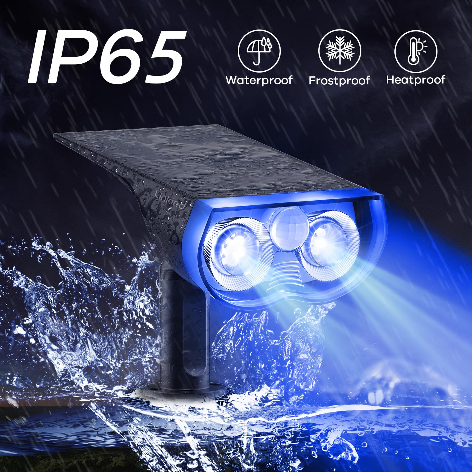 Linkind SL5 Smart Outdoor Solar Spotlight with Motion Sensor (150lm, App&Voice Control, 16 Million Color, IP67 Waterproof)