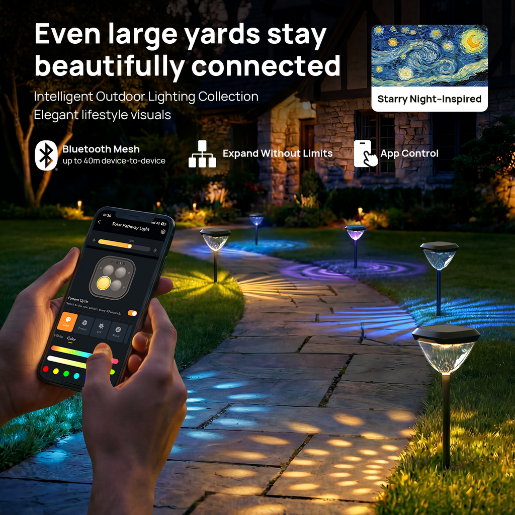 Linkind SP6 Smart Solar Pathway Lights,Engineered for Long-Term Outdoor Performance(5 Built-in Light Patterns, App&Voice Control, 16 Million Color, IP67 Waterproof)